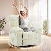 Rocking Recliner Chair, 360° Swivel Rocker Chair for Living Room, Upholstered Fabric Glider Nursery Chair with Side Pockets - 2 of 4
