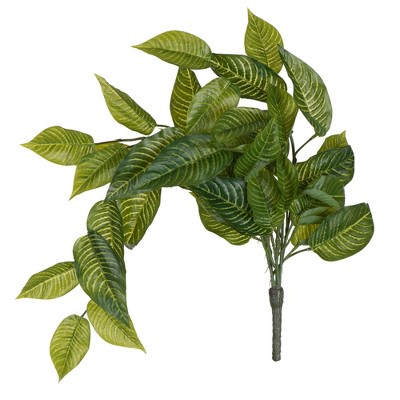 Vickerman 24" Artificial Green Zebra Leaf Bush Vine, Pack of 2