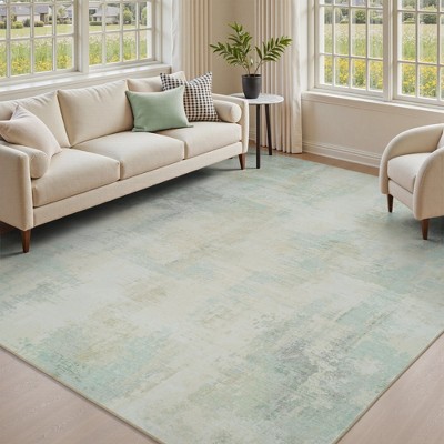 MontVoo Soft Abstract Washable Area Rug Yellow Green