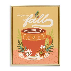 Stupell Industries Autumnal Mug & Flowers Floating Frame Canvas Art - 1 of 4