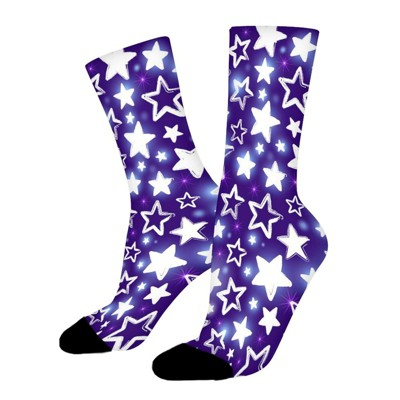 Shining Stars Pattern Women Printed Crew Socks Funny Funky Socks Soft Polyester Novelty Gifts for Artists Men