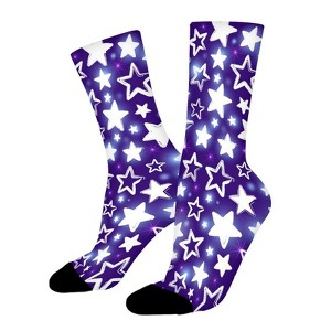 Shining Stars Pattern Women Printed Crew Socks Funny Funky Socks Soft Polyester Novelty Gifts for Artists Men - 1 of 1
