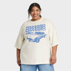 Women's Camaro Oversized Short Sleeve Graphic T-Shirt - Off-White - 1 of 3