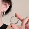 2-Pair Women's Silver-Tone Hoop Earrings Set, Minimalist Multi-Row & Textured Designs, Stylish for Women - 3 of 4