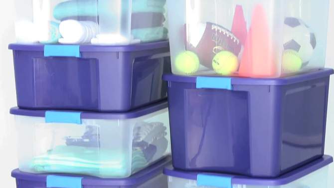 Sterilite 12 Gal Latch & Carry Clear with Blue Lid and Blue Latches, 2 of 15, play video
