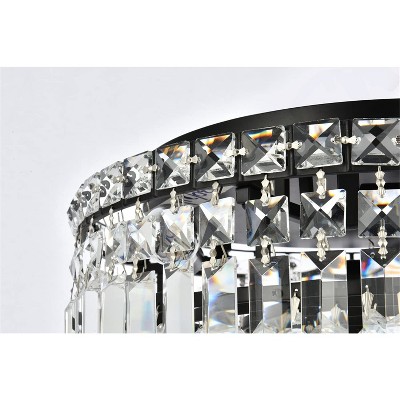 Maxime 16" Matte Black and Clear Crystal Flush Mount Light