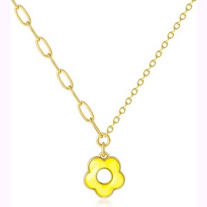 Paperclip Link Necklace for Women, 14K Gold Plated Dainty Chain Jewelry - 1 of 4