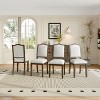 Modern Linen Upholstered Dining Chairs Set of 4 with Rubberwood Legs,High Curved Backrest,Farmhouse Wooden Kitchen Dining Chair-Coolbibila - 3 of 4