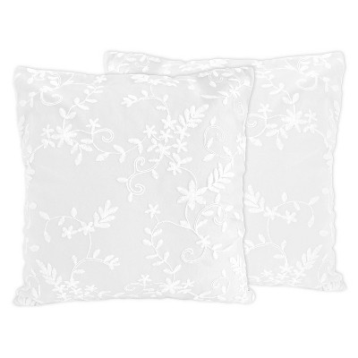 Set of 2 Lace Decorative Accent Throw Pillows White - Sweet Jojo Designs