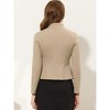 Allegra K Women's Stand Collar Pocket Single Breasted Long Sleeve Short Coat Jacket - 4 of 4
