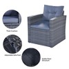 6-piece All-Weather Wicker PE rattan Patio Outdoor Dining Sectional Set with coffee table, wicker sofas, ottomans, removable cushions，Gray - 3 of 4