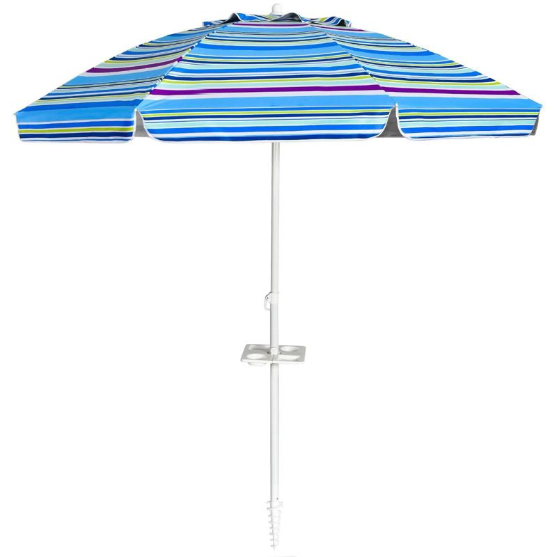7.2' x 7.2' Portable Sunshade Beach Umbrella with Sand Anchor and Carry Bag - Wellfor, 1 of 8