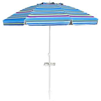 7.2' x 7.2' Portable Sunshade Beach Umbrella with Sand Anchor and Carry Bag Blue - Wellfor - Wellfor
