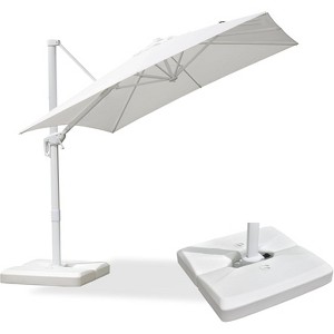PURPLE LEAF Patio Umbrella White Cantilever Offset Umbrella Square Outdoor Umbrella with 360-degree Rotation for Garden Deck Pool - 1 of 1