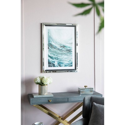 Aurora Crystal Mirror Framed Wall Art - Set Of 2 -  23.5" X 31.5" - Blue/White/Beige (Set of 2)