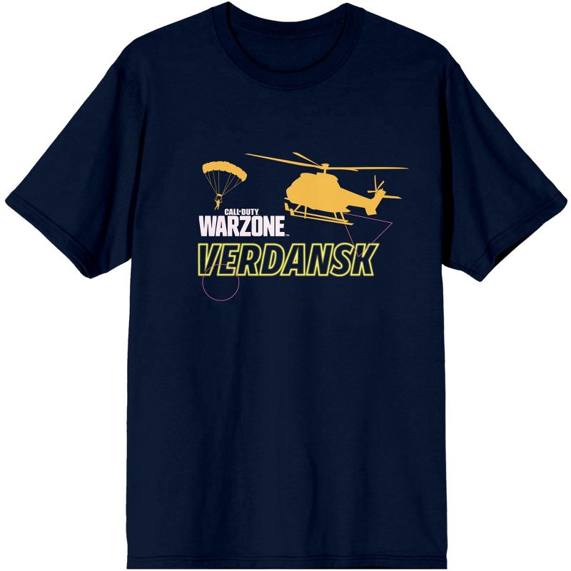 Call of Duty Warzone Helicopter Verdansk Men's Navy Tshirt, 1 of 3