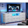 Furnulem 9 Drawer Dresser 63” Long TV Stand for Bedroom Entertainment Center with Power Outlet LED Light for 65"-75" TV White Dresser with Fabric - 2 of 4