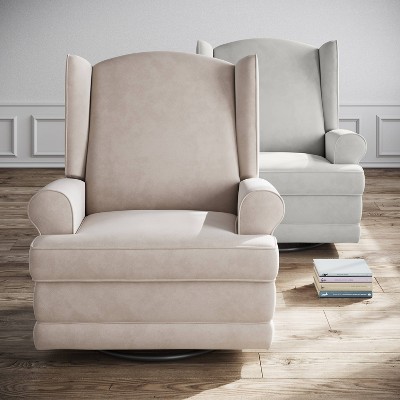 Serenity Wingback Steel Gray Swivel Recliner with USB Port
