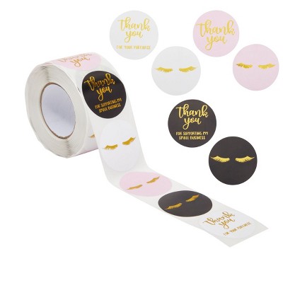 Stockroom Plus 500 Pieces Lash Thank You Stickers, Round Labels Roll for Small Business Packaging (1.5 in)