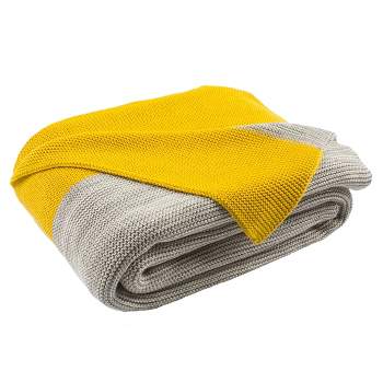 Sun Kissed Knit Throw Blanket - Yellow/Light Grey/Natural - 50" x 60" - Safavieh .