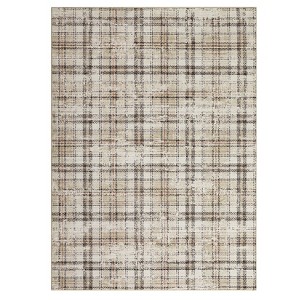 Washable Rug Modern Plaid Rug Non Slip Non Shedding Rug Low Pile Rugs Foldable Indoor Carpet for Living Room Bedroom Study Room Guest Room Playroom - 1 of 4
