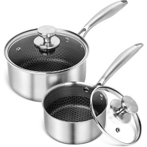 MICHELANGELO Stainless Steel Saucepan Set, Premium Triple Ply Sauce Pan with Lid, Sauce Pot with Honeycomb Interior - 1 of 4