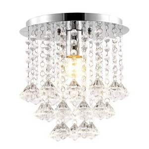 9.88" LED 1-Light Lillibet Transitional Iron Semi Pendant Chrome/Clear - JONATHAN Y - 1 of 4