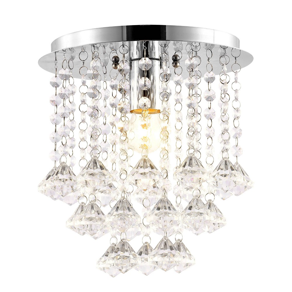 Photos - Chandelier / Lamp 9.88" LED 1-Light Lillibet Transitional Iron Semi Pendant Chrome/Clear - J