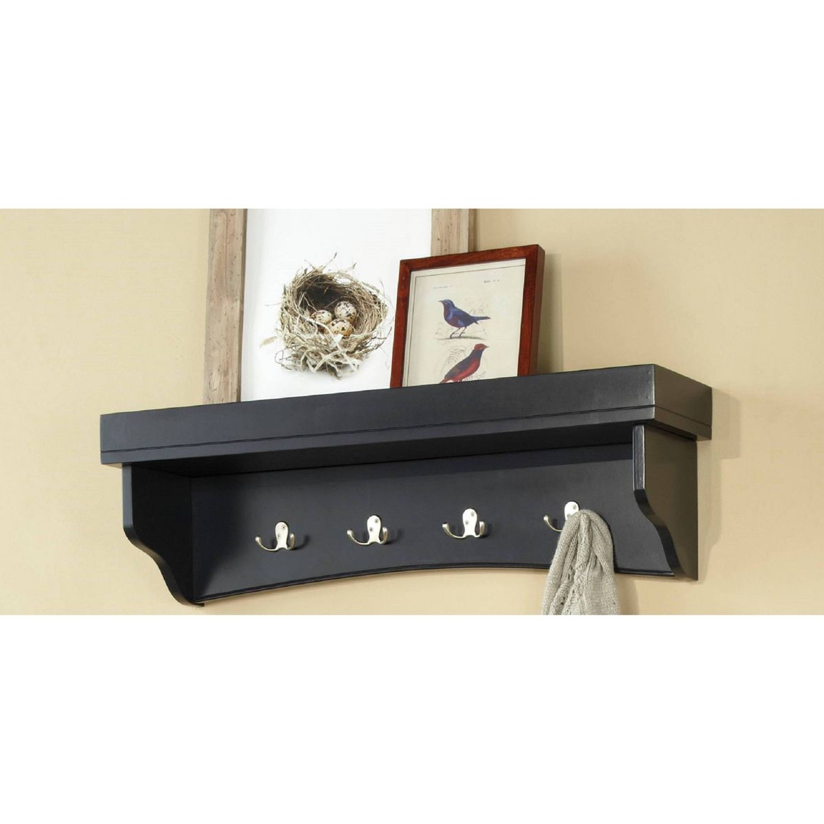 Shaker Cottage Coat Hooks with Tray - Alaterre Furniture - thumbnail 2