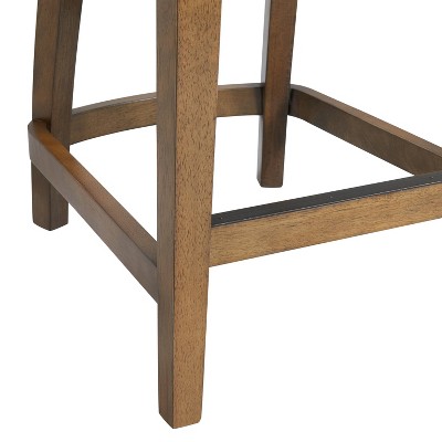 Ellie 29.5'' Brown Rubberwood Swivel Counter Height Stool with Beige Seat