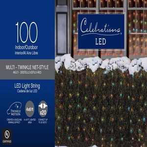 Celebrations LED Multicolored 100 ct Net Christmas Twinkle Lights 6 ft. - 1 of 1