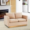 LeisureMod Nervo Mid-Century Modern Upholstered Velvet Loveseat with Gold Frame - 2 of 4