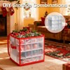 Orieon 2-Pack Christmas Ornament Storage Boxes – Holds 128 Ornaments, Plastic with Lid, Dual Zippers & Side Handles, Red. - 3 of 4