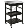 NicBex Mobile Kitchen Island Cart Morden Kitchen Carts on Wheels with Storage, Storage Shelves and Stainless Steel Tabletop for Kitchen, Black - 3 of 4