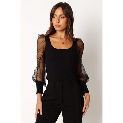 Petal and Pup Wesson Sheer Sleeve Top - Black 6