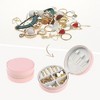 Unique Bargains Round Portable PU Leather Travel Jewelry Box for Girls' Birthday Gifts for Earring Necklace - 2 of 4