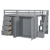 Full Size Wood Loft Bed With Built-in Wardrobes, Cabinets and Drawers 4W - ModernLuxe - 4 of 4