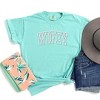 Simply Sage Market Women's Embroiderd Wifey Arched Varsity Short Sleeve Garment Dyed Tee - 3 of 3