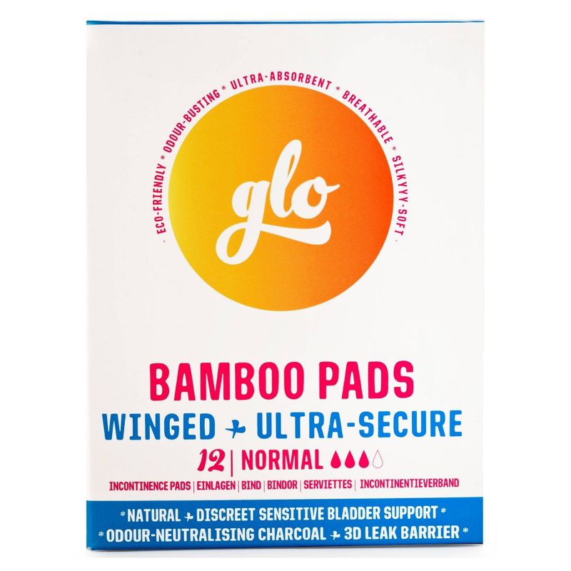 glo Here We Flo Bamboo Ultra Secure Pads for Sensitive Bladder with Wings for Leak Protection and Comfort - 12ct, 1 of 9