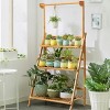 Costway 3 Tier Bamboo Hanging Folding Plant Shelf Stand Flower Pot ...