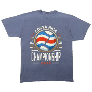 Team Gear Vintage Costa Rica, Concacaf Fold Cup, Graphics, 2025, Soccer Game, Ball, Sports, Country Flag, on Marino Vany Navy Adult T-Shirt - 1 of 4
