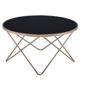 NicBex Farmhouse 34 Inch Round Coffee Table with Frosted/Black Glass Tabletop for Living Room,Dining Room,Bedroom - 1 of 4