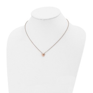 Chisel Stainless Steel Polished Rose IP-plated Heart on a 17.5" Cable Chain Necklace - 1 of 4