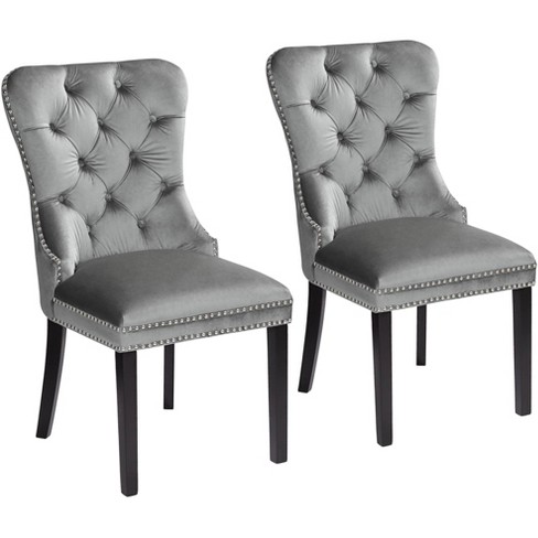 55 Downing Street Annabelle Tufted Gray, Grey Velvet Dining Chairs Set Of 4