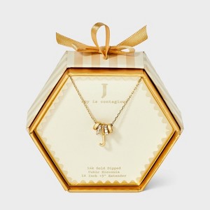 14K Gold Dipped Cubic Zirconia Rondelle Initial Necklace - A New Day™ Gold - 1 of 4