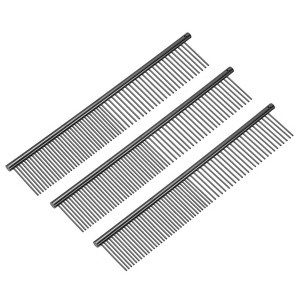 Unique Bargains Stainless Steel Rounded Ends Gentle Care Pet Comb 3 Pcs - 1 of 4