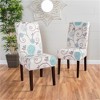 SKRAN Dining Chair Set of 2, Polyester Fabric Armless Chair with Rubber Wood Legs for Dining Room and Kitchen, White And Blue Floral - 2 of 4