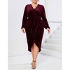 Coolmee Plus Size Maxi Dresses for Curvy Women Casual V Neck Wrap Bodycon Lantern Long Sleeve Criss Cross Pleated Long Dress - 2 of 4