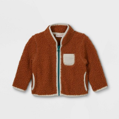 Image of Baby Family Gateway Sherpa Zip-Up Sweatshirt - Cat & Jack™ Rust Orange 6-9M