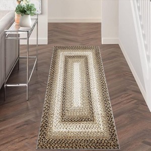 Braided Printed Runner Rug Washable Non-Slip Boho Accent Rug for Hallway, Living Room, Bedroom, Kitchen - 1 of 4